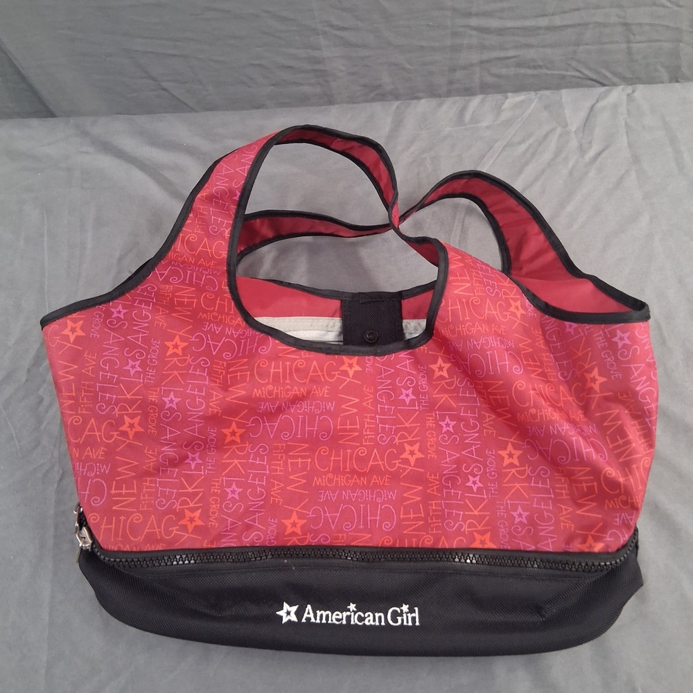 American Girl Red Travel DOLL CARRY BAG Shoulder Tote Purse + Accessories Pouch